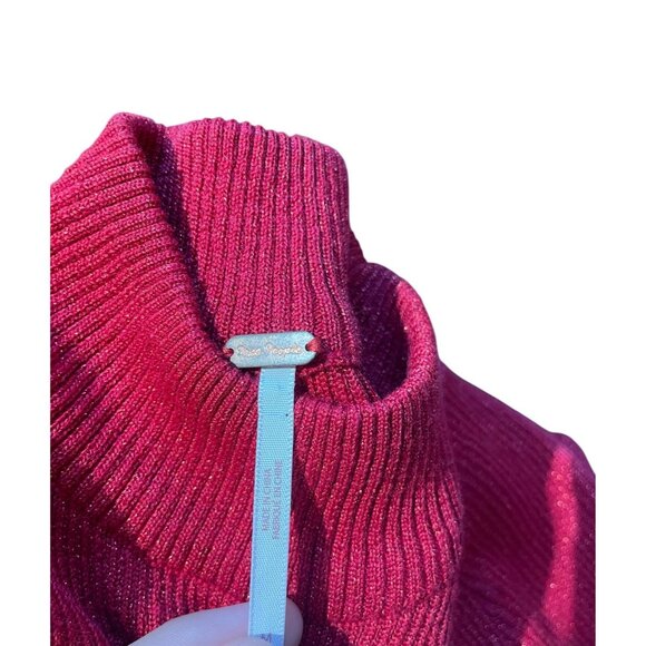 Free People Women Red Sweater Mini Dress M Holiday Glam Quiet Luxury Winter Chic - Picture 3 of 11